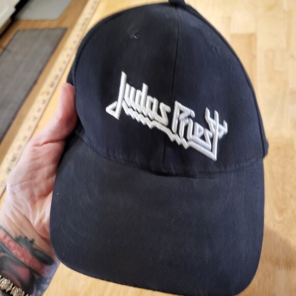 Judas Priest Baseball Hat Adjustable Black White Embroider Hook & Loop Closure - Picture 8 of 8
